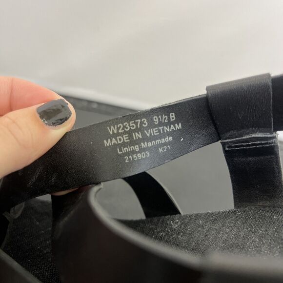 Cole Haan Crystal Womens Size 9.5B Shoes Black Leather Wedge Espadrille Sandals - Picture 11 of 13